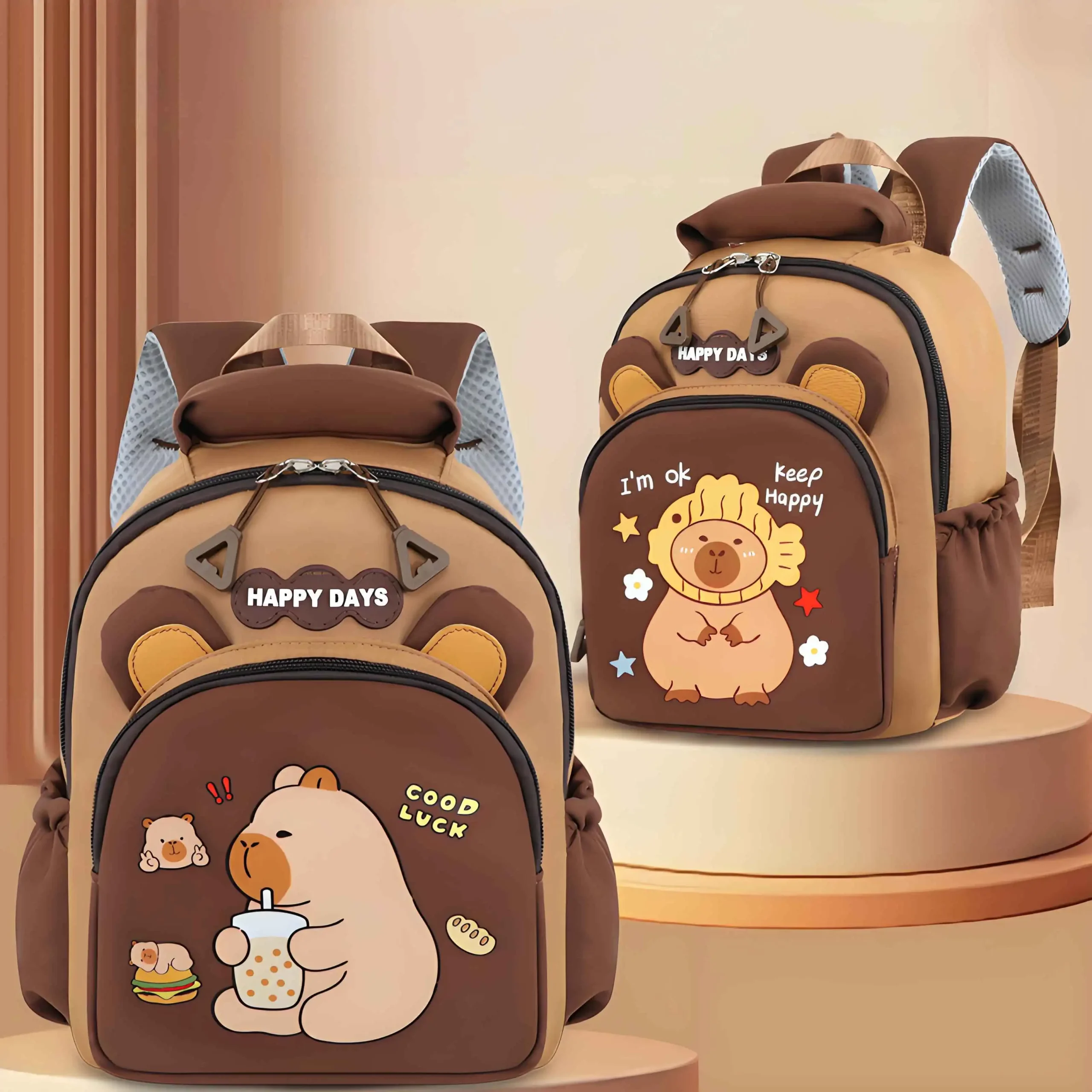 Sac à Dos Scolaire Enfant Capybara | Imperméable, Léger & Mignon | Vente en Gros