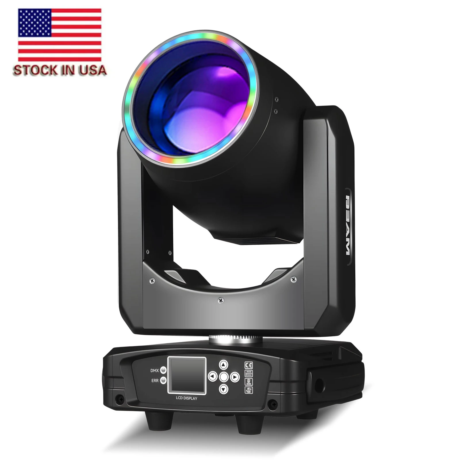 Projecteur Scène Tête Mobile 300W DJ – 48 Prismes, 15 Gobos & Couleurs, DMX512, LED RGBW