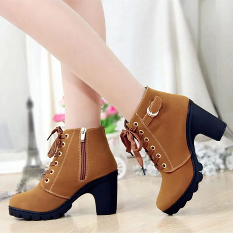 Bottines femme à talon chunky bout pointu – Style européen tendance 2025