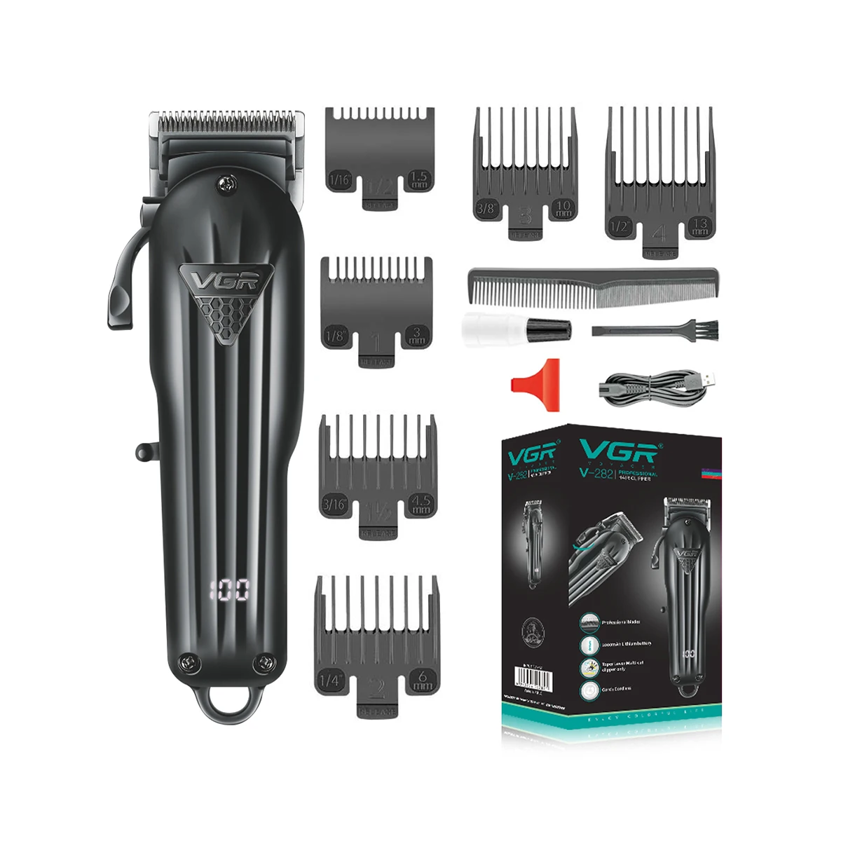 Tondeuse à cheveux professionnelle sans fil VGR V-282 – Autonomie 200 min, lame inox