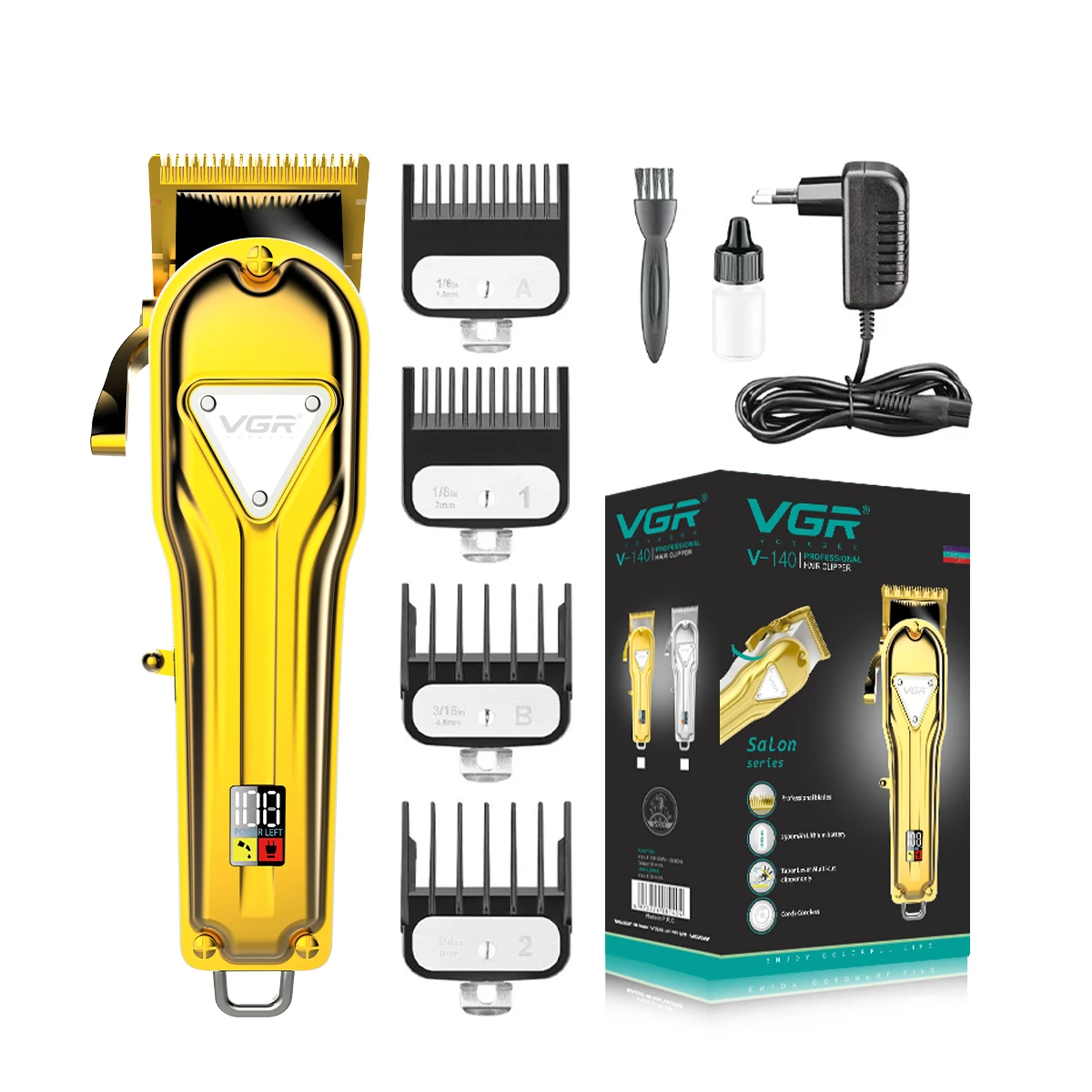 VGR V-140 Tondeuse Professionnelle Rechargeable Sans Fil – Lame Inox, 300 min d'Autonomie