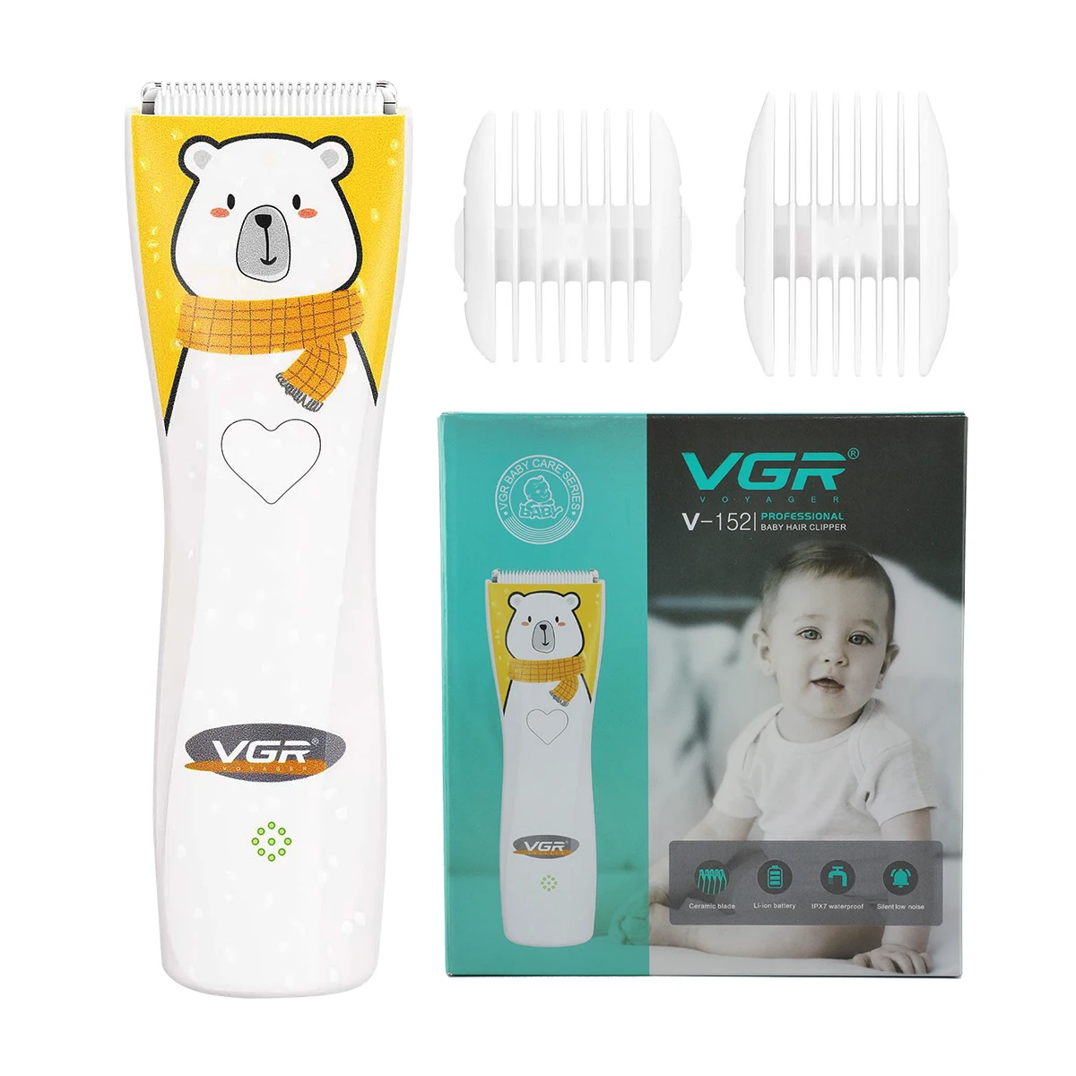 Tondeuse Bébé VGR V-152 Professionnelle | Étanche IPX7 | Lame Céramique Silencieuse
