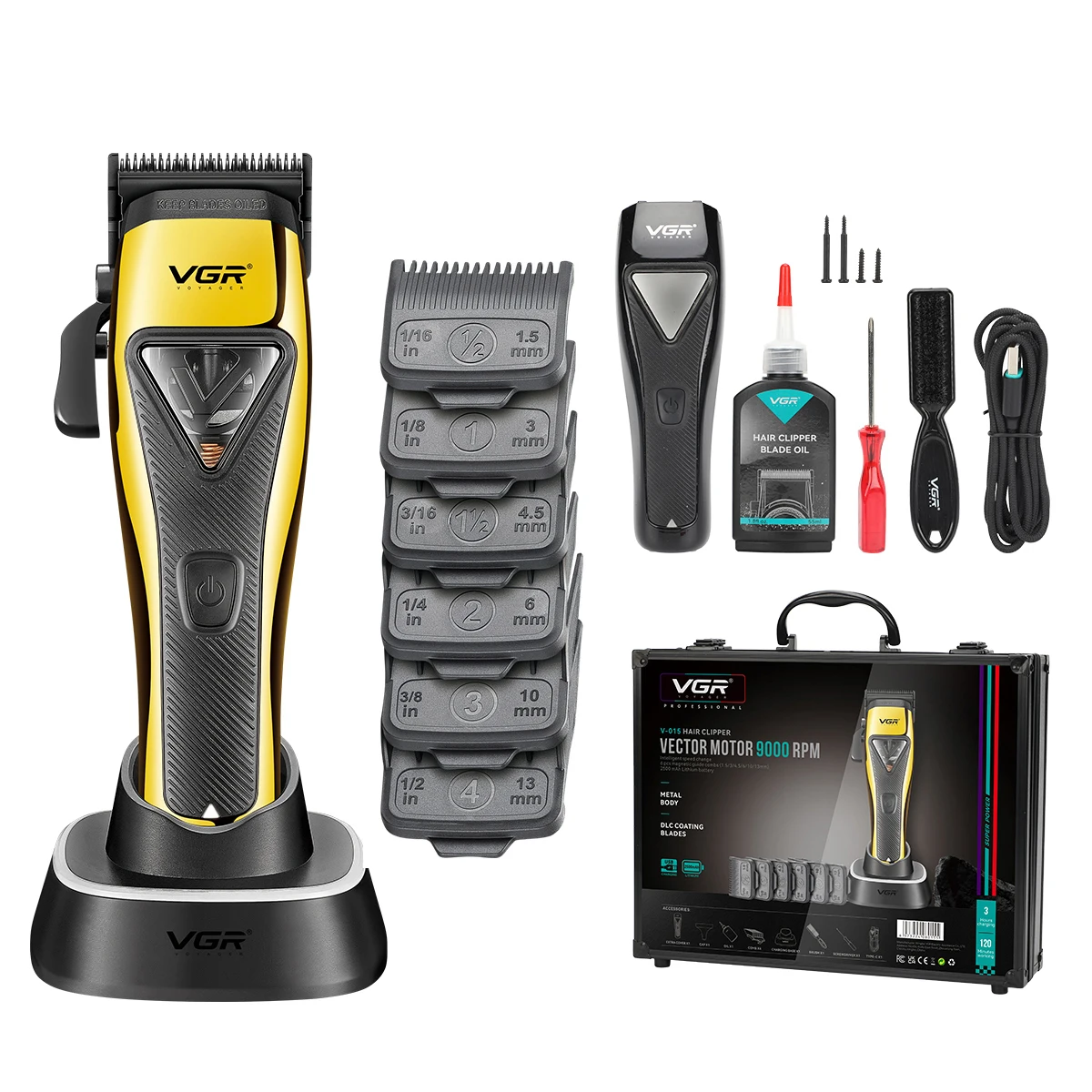 Tondeuse Professionnelle VGR V-015 | Moteur 9000 tr/min | Lame DLC | Autonomie 120 min