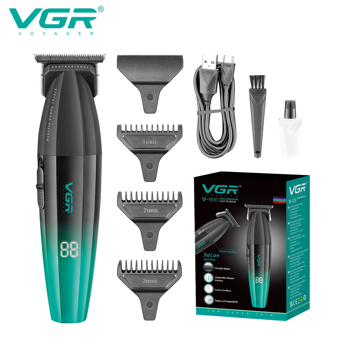 VGR V-906 Tondeuse Professionnelle Rechargeable 240min – Idéale Salons de Coiffure