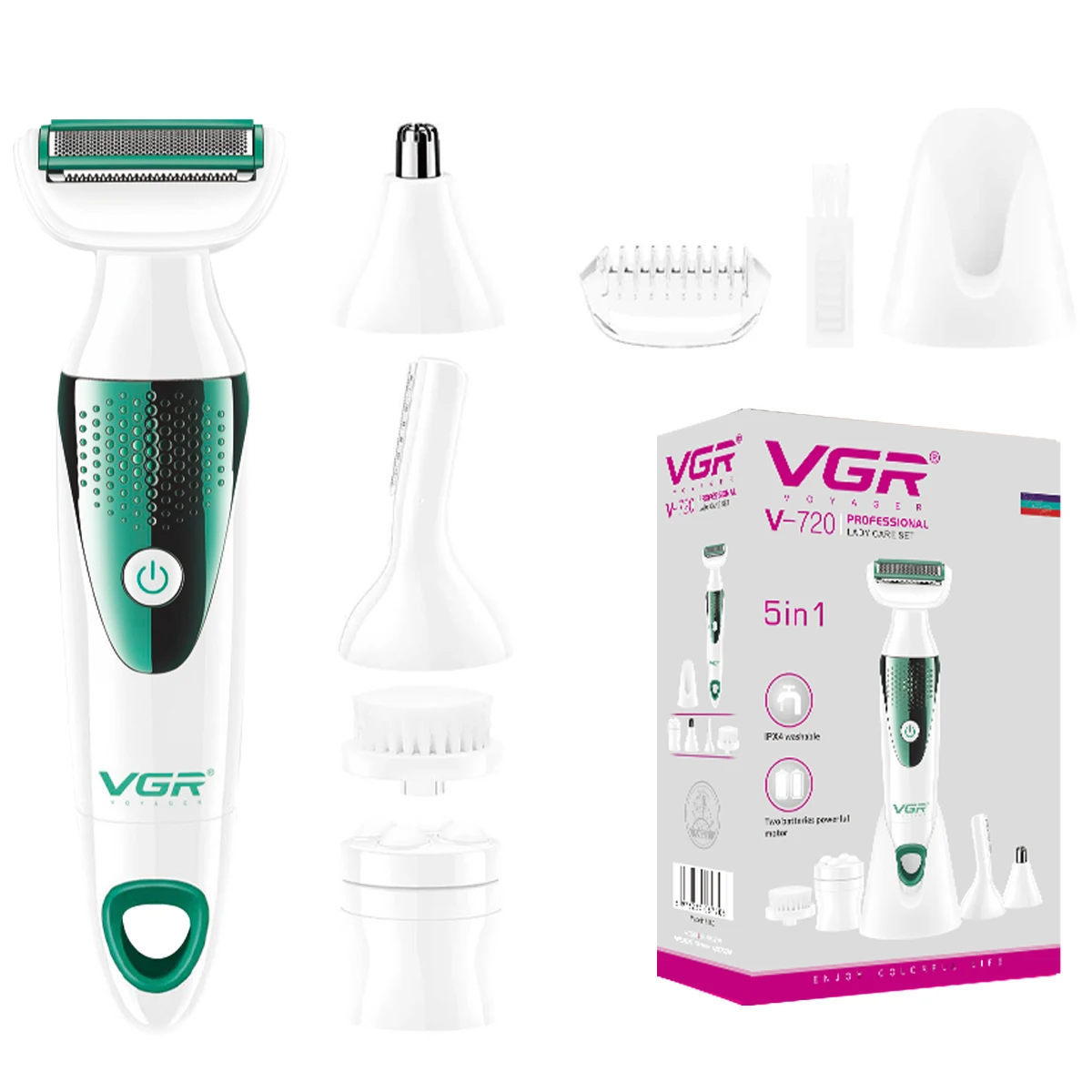 VGR V-720 Épilateur Rasoir Multifonction 5en1 Électrique Étanche pour Femme