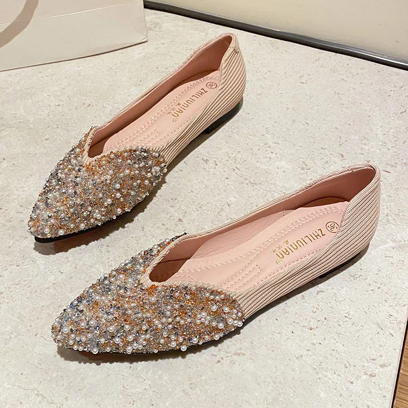 Chaussures montantes femme à perles & strass – Style tendance toutes saisons