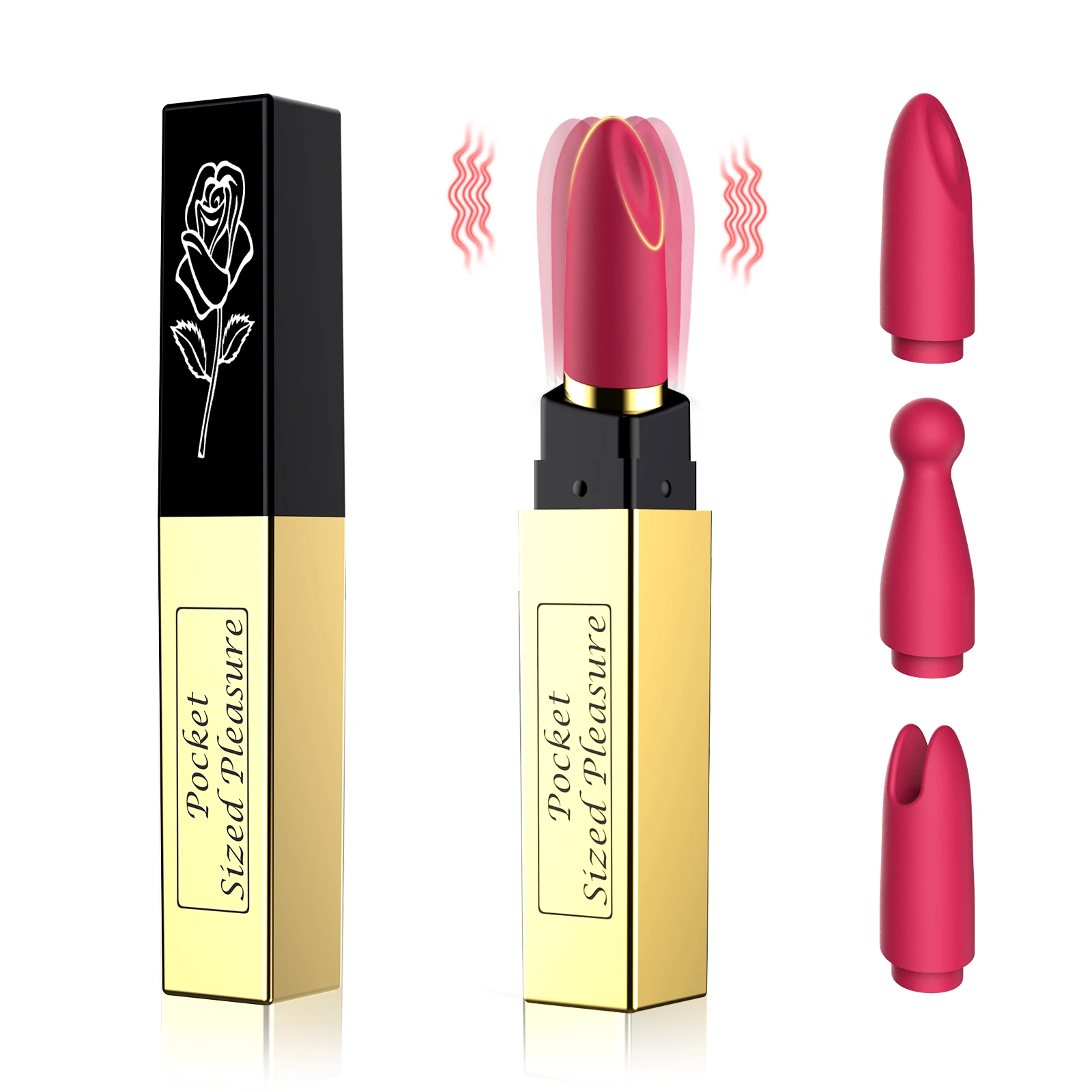 Mini Vibromasseur Rouge à Lèvres | Stimulateur Clitoridien 10 Modes | Rechargeable USB | 100% Étanche
