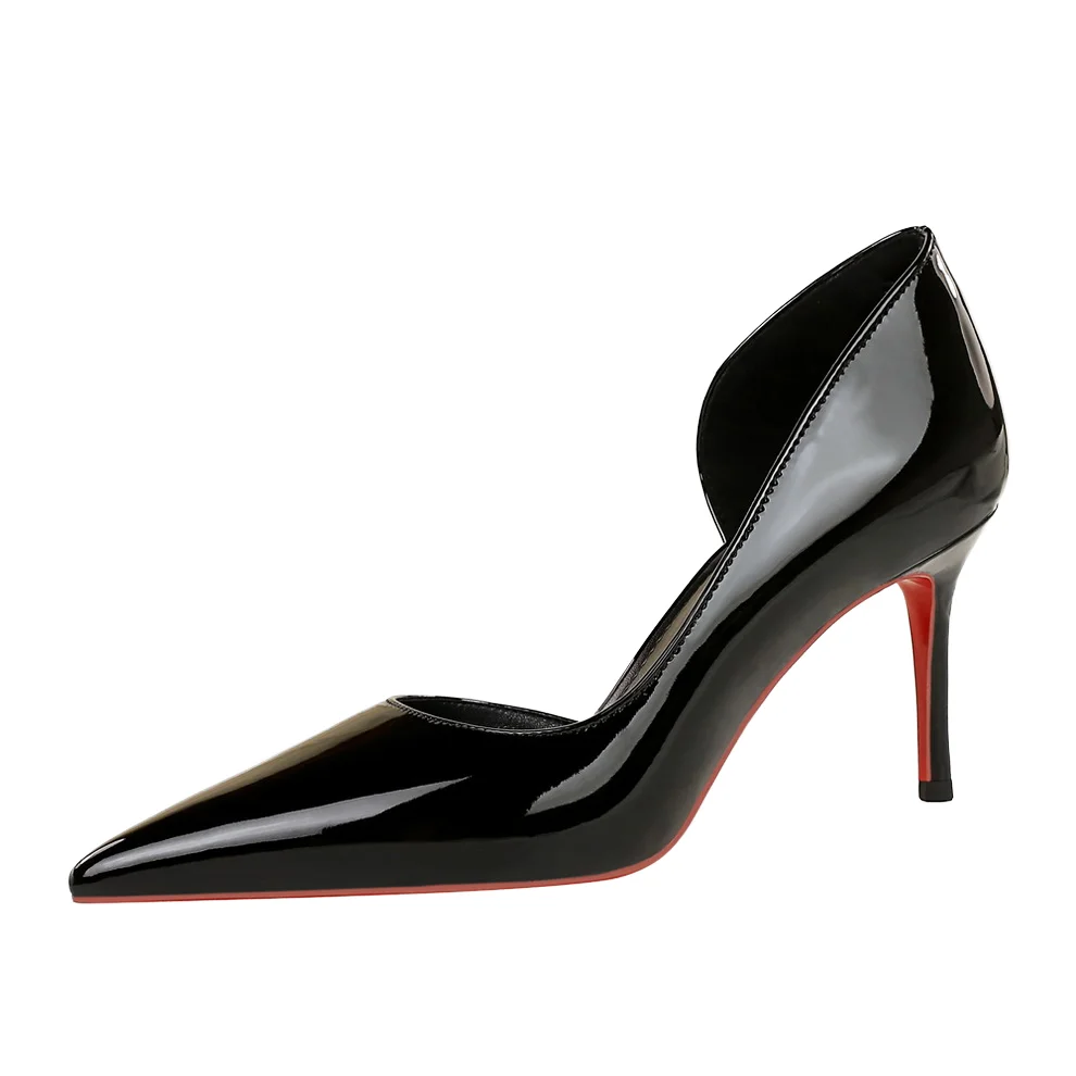 Escarpins bout pointu talon fin en cuir verni – Style soirée élégant et amincissant