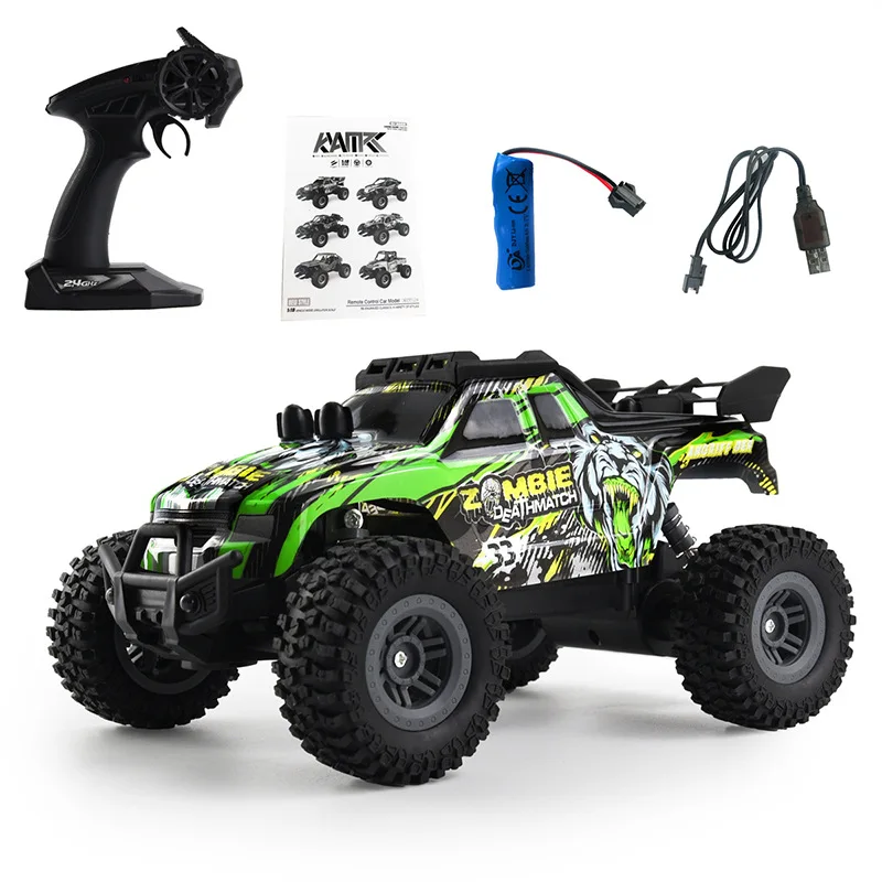 Voiture RC Tout-Terrain AiJH 1:18 – 15 km/h, 4 Canaux, Éclairage LED, 2.4 GHz