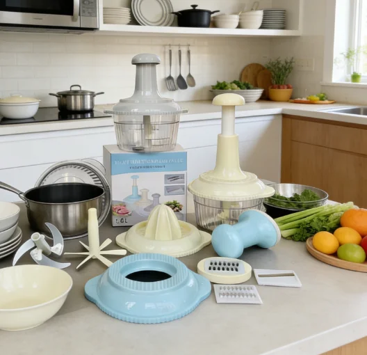 Coupe-légumes multifonctionnel PP/PET 1.5L – Lavable au lave-vaisselle, écologique et durable