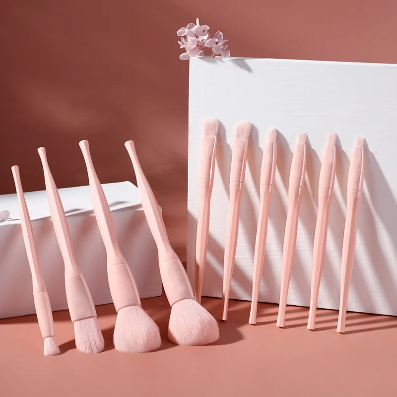 Set 10 Pinceaux Maquillage Couleur Bonbon – Poils Synthétiques Végan