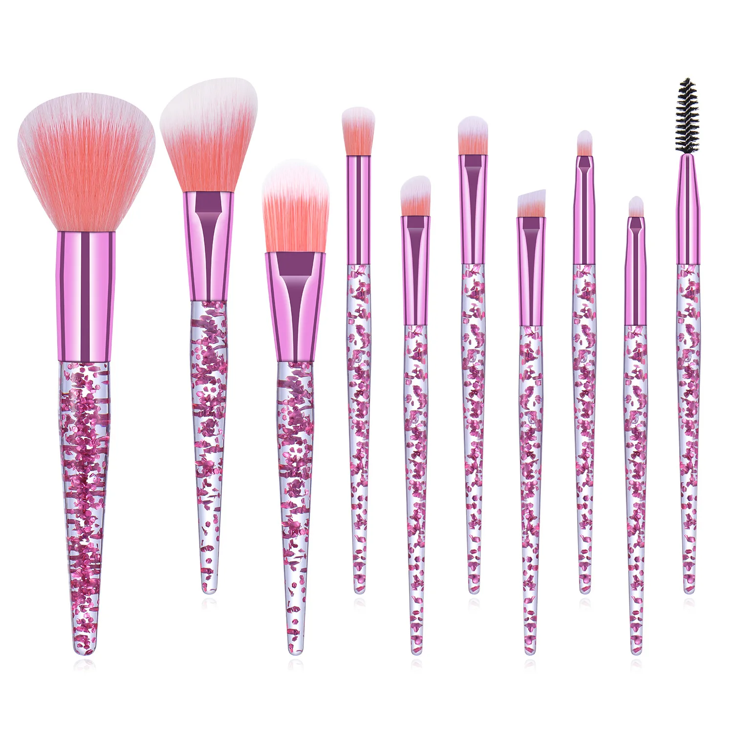 Set 10 Pinceaux Maquillage Cristal Paillettes – Pinceaux Yeux, Joues & Visage Pro
