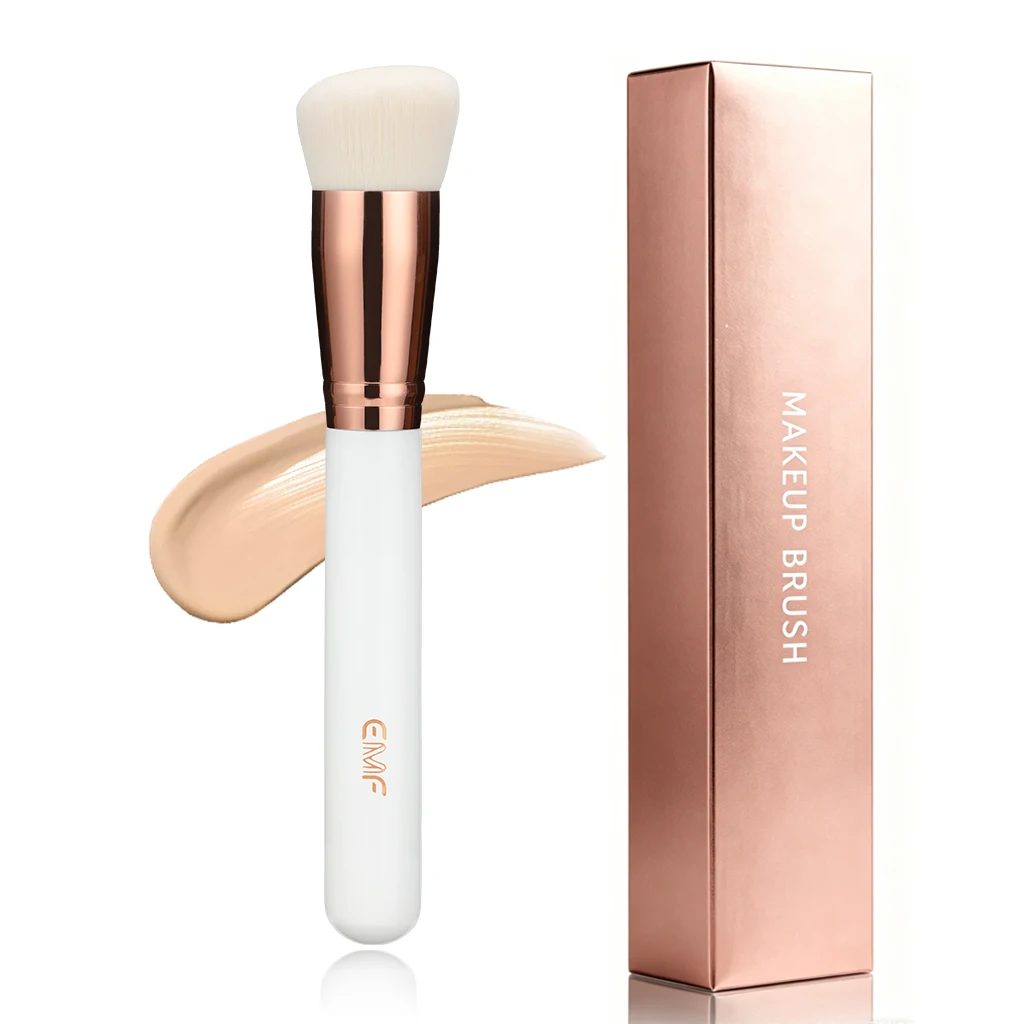 Pinceau Fond de Teint EMF Rose Doré – Manche Bois Ivoire, Poils Synthétiques Doux