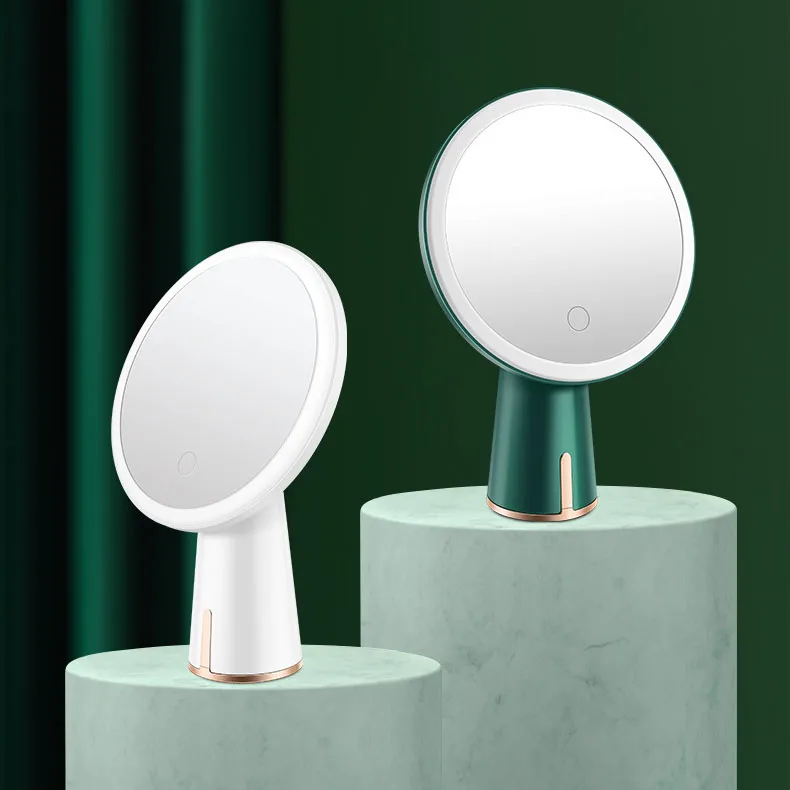 Miroir de maquillage LED rond de luxe – Blanc & Vert | Marque Cormay