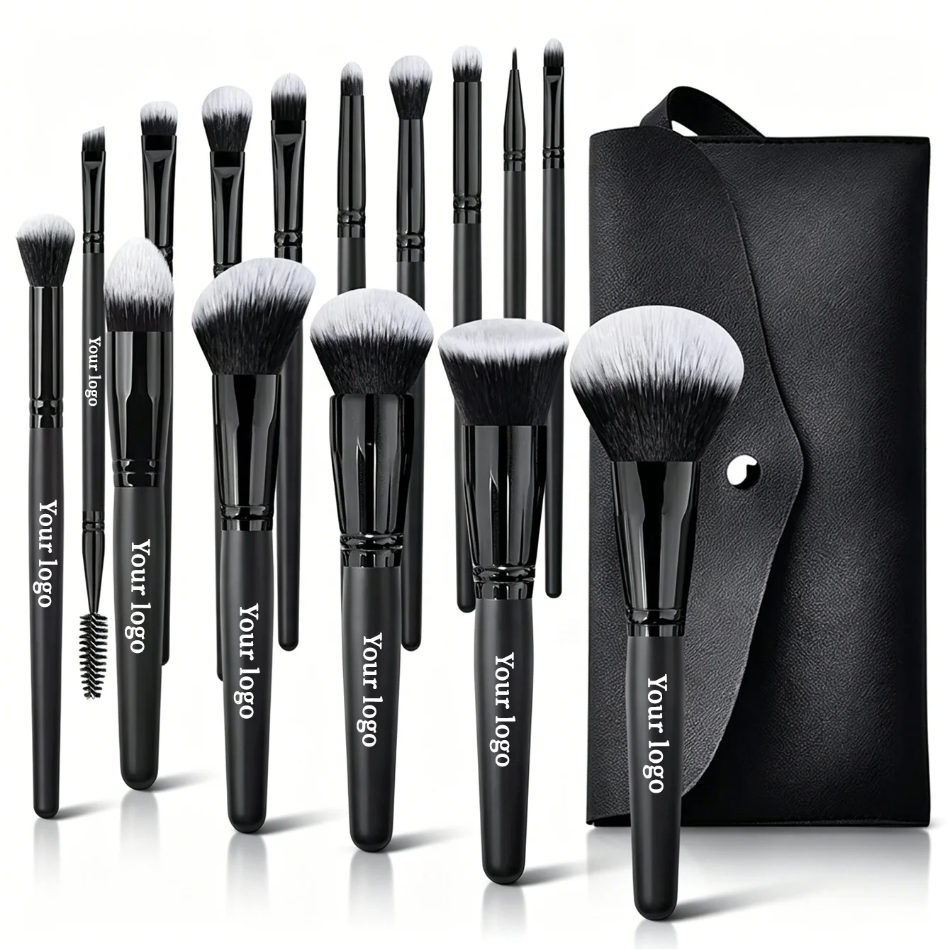 Coffret 15 Pinceaux de Maquillage Professionnels – Poils Synthétiques Doux, Manche en Bois Noir