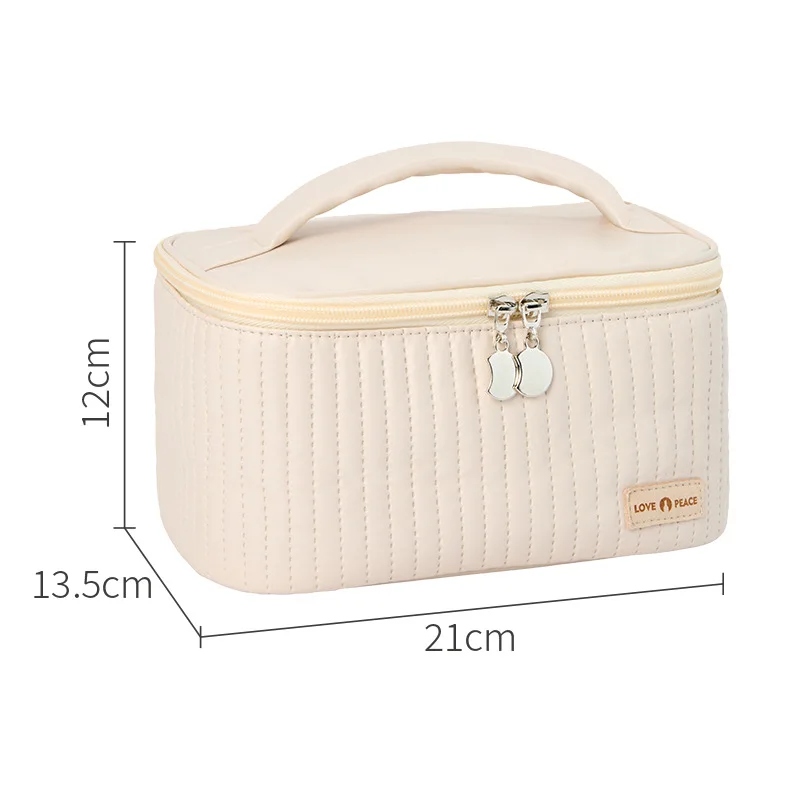 Trousse de toilette voyage femme en cuir PU matelassé – Grande capacité & fermeture éclair