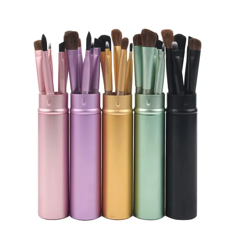 Ensemble 5 Pinceaux de Maquillage Miniatures Portables – Yeux, Sourcils & Teint