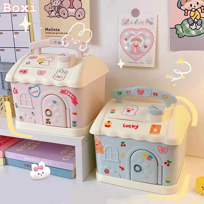 Tirelire Maison Kawaii avec Serrure et Clé – Coffre Épargne Enfants & Adultes