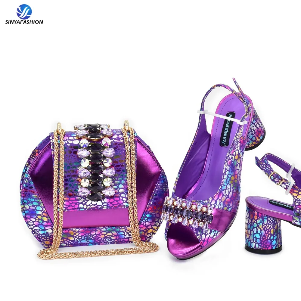 Ensemble chaussures & sac femme Sinya – Style italien élégant, talon 7cm, parfait pour mariages africains