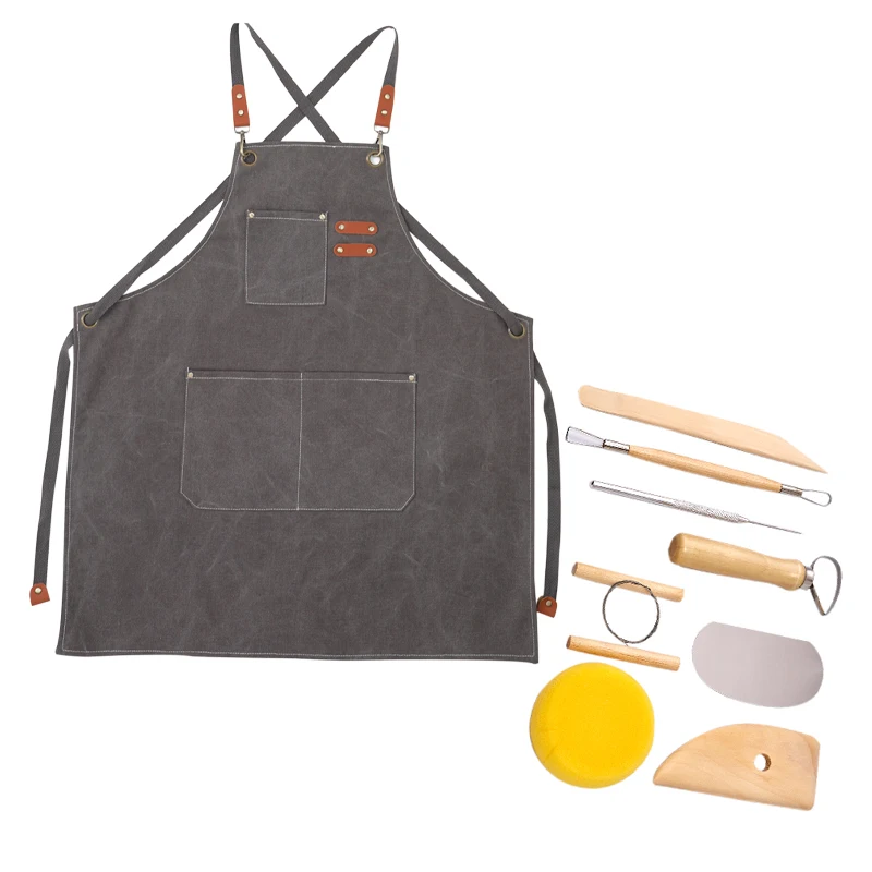 Xinyi Art – Set 9 Outils Sculpture Argile Bois & Inox + Sac Imperméable