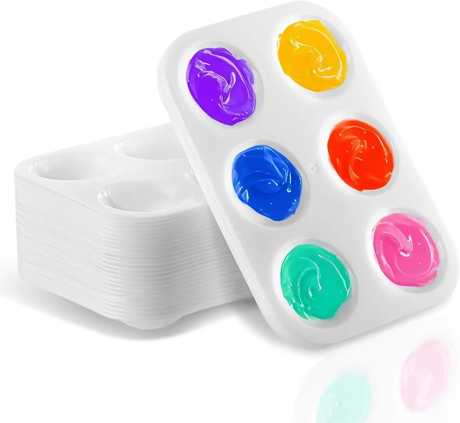 Palette de peinture plastique 6 compartiments XinyiArt 12x8cm – Certifiée ASTM & EN71