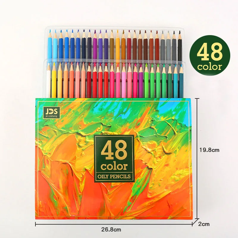 Crayons de couleur XinyiArt 48 couleurs – Mine souple 3.0mm, bois tilleul premium, boîte PVC