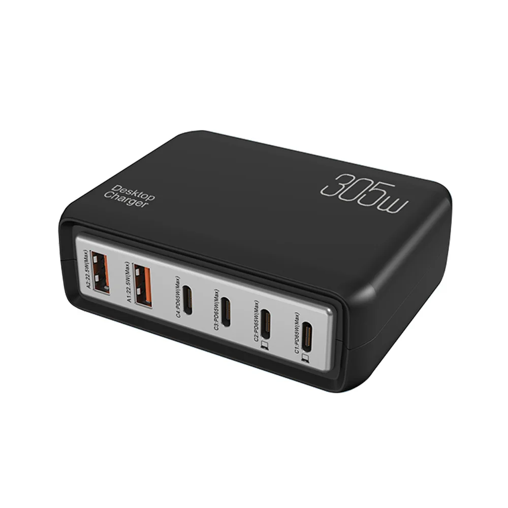 Station de Charge ILEPO 305W – 6 Ports USB-C & USB Charge Rapide pour PC, Tablette & Mobile