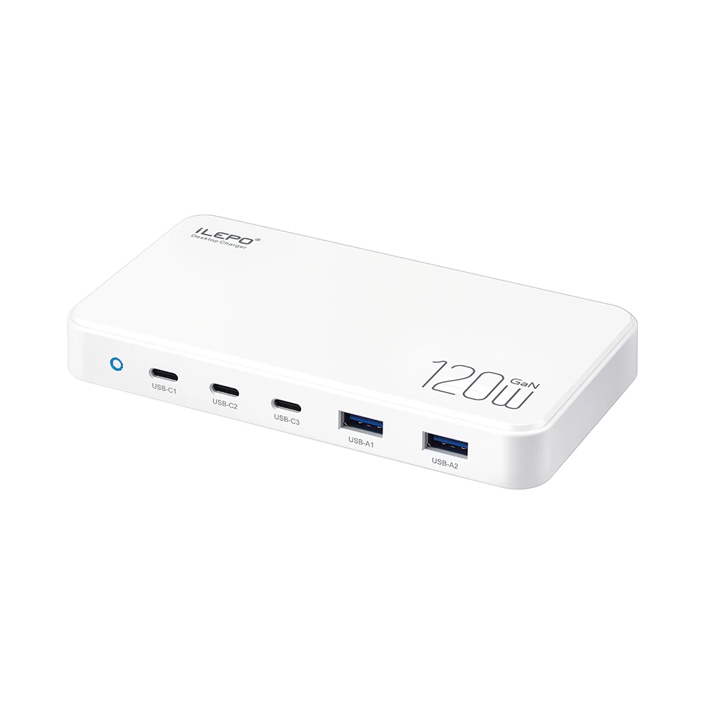 Chargeur GaN 120W 6 Ports USB-C & USB-A Charge Rapide PD3.0 QC3.0 Multi-appareils