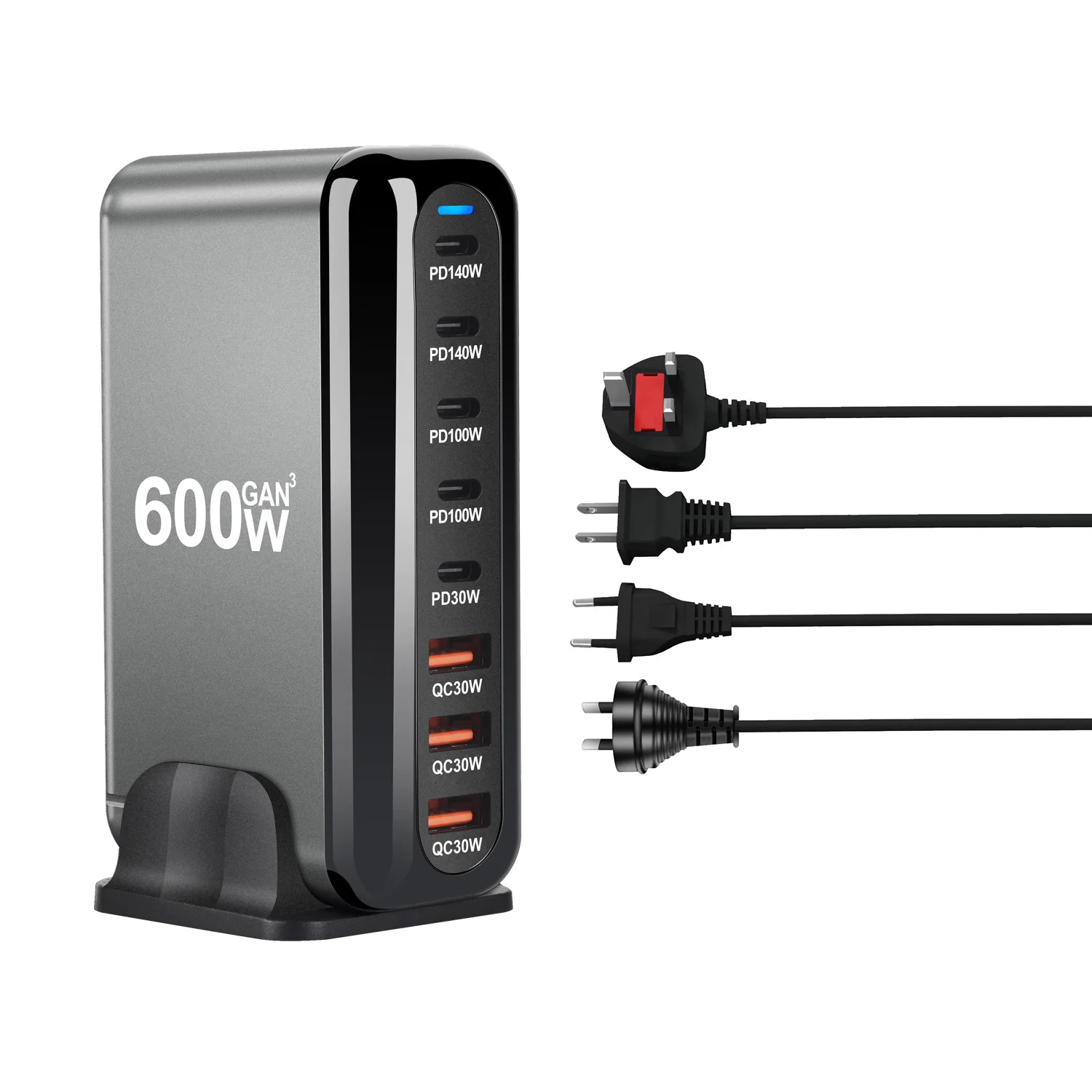 Station de Charge USB-C 600W | 8 Ports GaN III | PD 140W | Charge Rapide Multi-Appareils