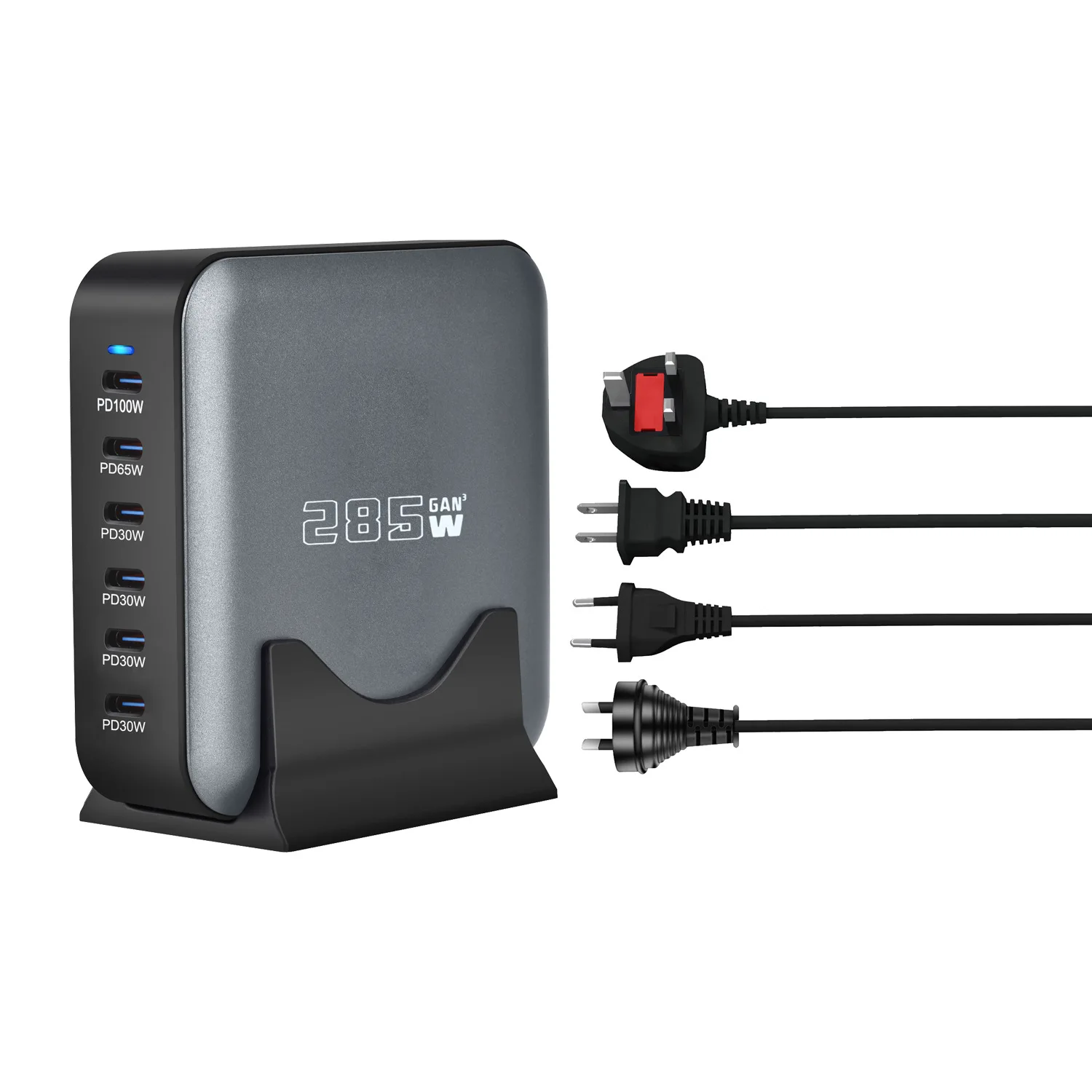 Station de Charge GaN 285W 6 ports USB-C Charge Rapide PD 3.0 iPhone Laptop
