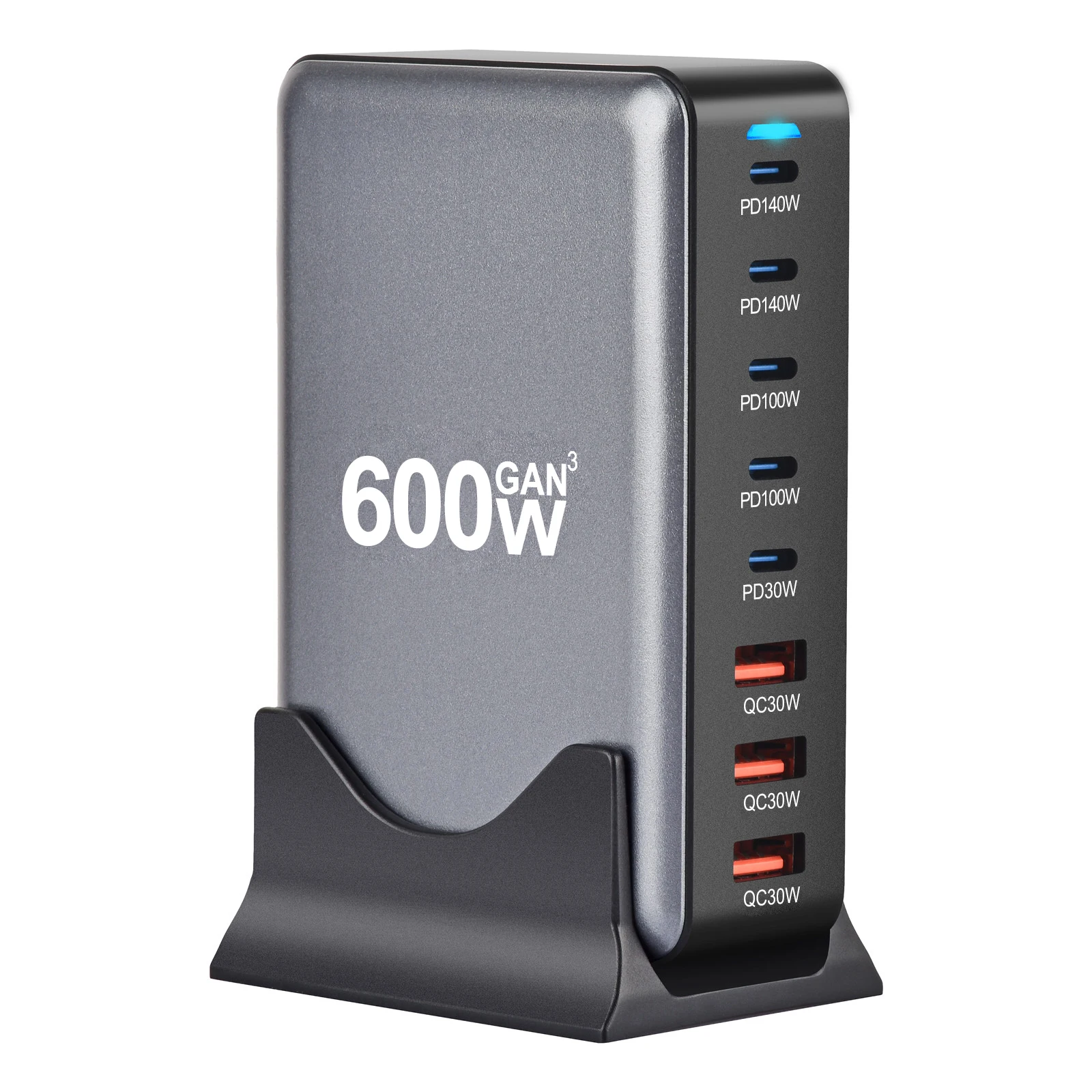 Station de Charge GaN 600W 8 Ports USB-C PD 140W – Charge Rapide Multi-Appareils