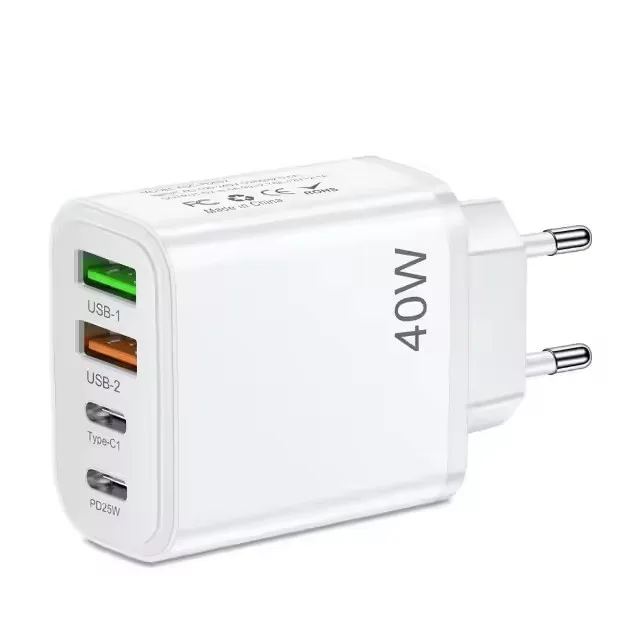 Chargeur Rapide 40W 4 Ports USB-C & USB-A PD 3.0 QC3.0 Prise EU/US ilepo