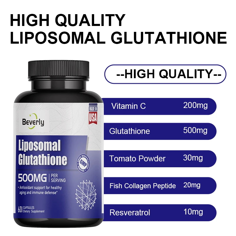 Capsules Glutathion Liposomal 500mg Beverly – Éclat de Peau, Anti-âge & Détox | 60 Capsules