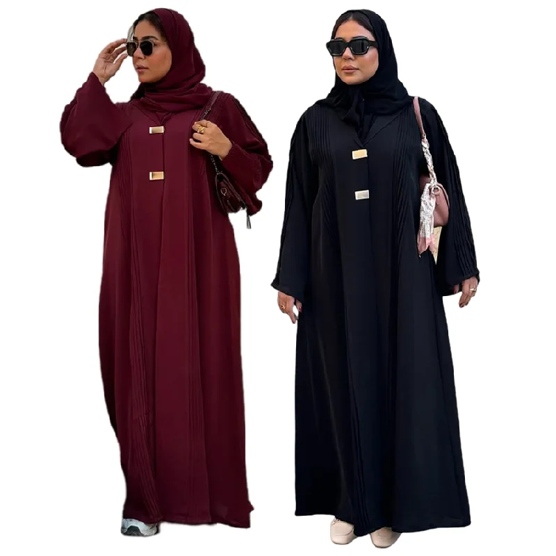 Abaya Modeste MQ189 – Robe Longue Ample Style Cardigan, Tissu Respirant Toutes Saisons