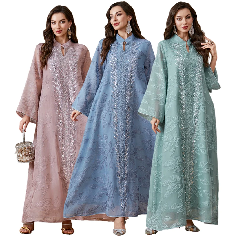 Abaya Robe Musulmane Brodée AB561 – Maille Élégante Maxi Longue | Dubaï Kaftan