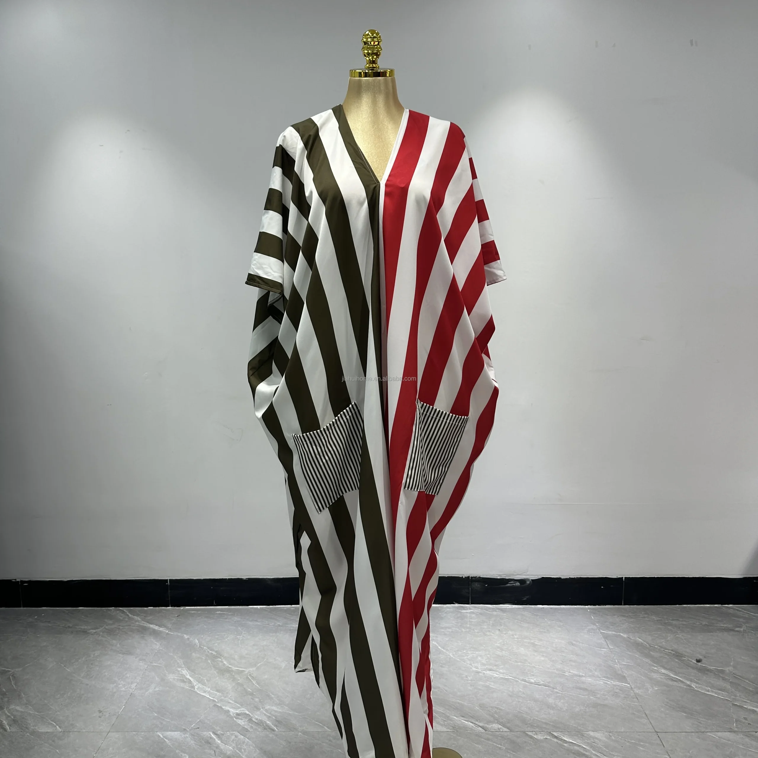 Robe Africaine Grande Taille à Rayures | Poches | Toutes Saisons – Achat Gros
