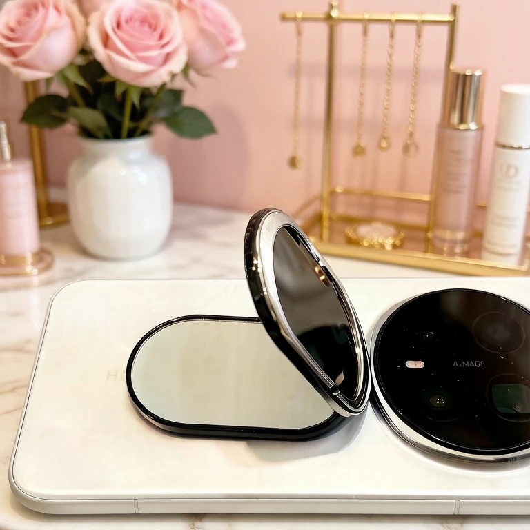 Miroir Adhésif Portable pour Smartphone – Miroir Maquillage Compact Double Face