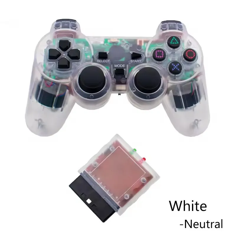 Manette Sans Fil Transparente P2 pour PS2 – Vibration & 2.4GHz