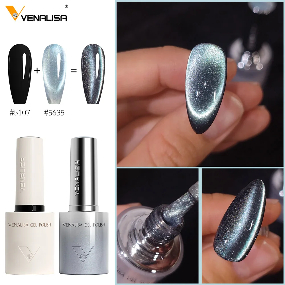 VENALISA Vernis Gel Cat Eyes Magnétique Pailleté – Sans HEMA TPO – 10ml 60 Couleurs