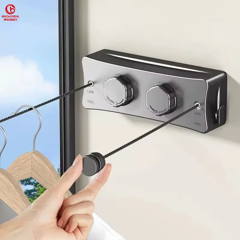 Étendoir Mural Rétractable Inox Double Corde 5,1m – Intérieur & Extérieur