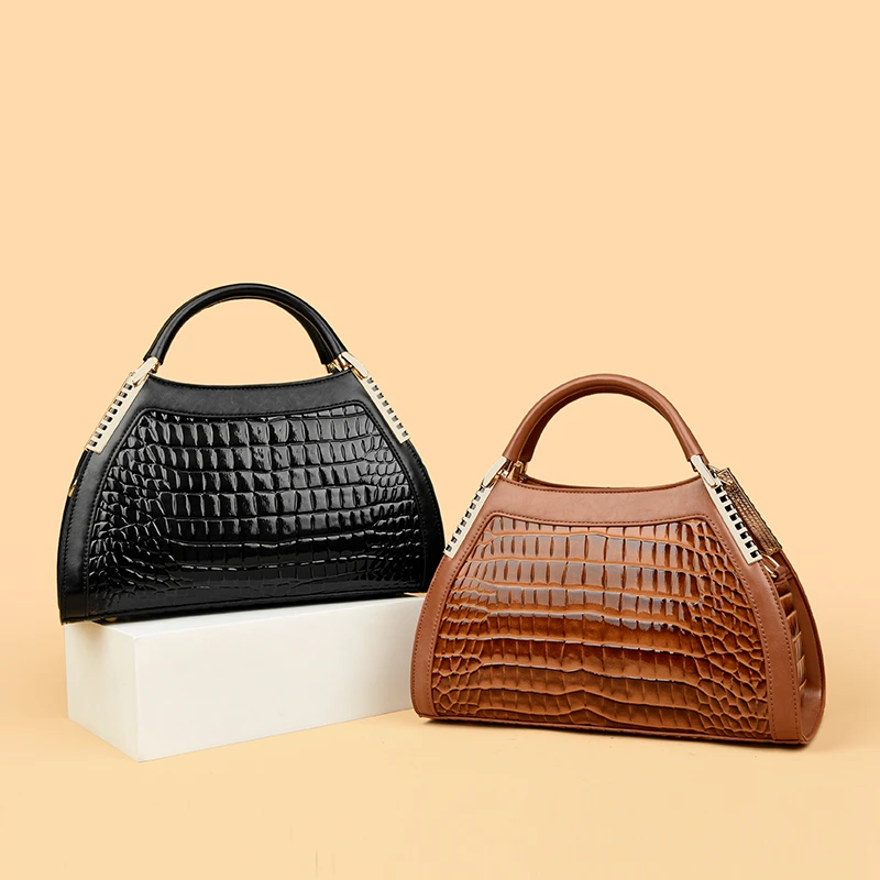 Sac à main femme cuir PU imprimé léopard & alligator – Bandoulière tendance toutes saisons