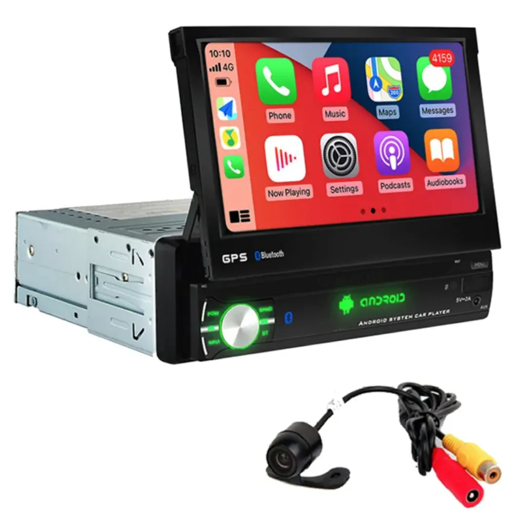 Autoradio Android 7" avec GPS – Écran Rétractable, Bluetooth, USB, SD, AUX – Single DIN 1DIN Univers