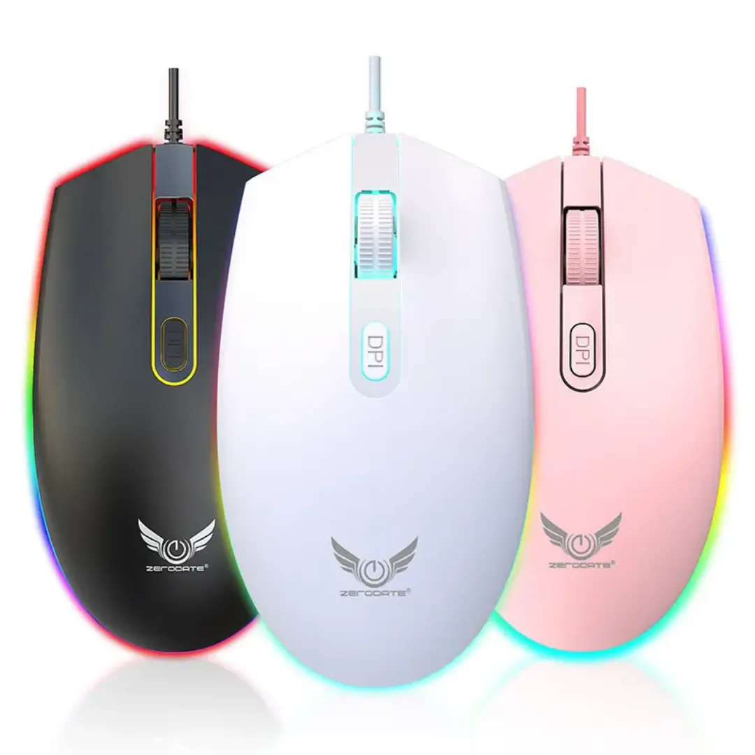 Souris Filaire RGB Rechargeable 1600 DPI – Gaming USB Haute Précision, Ultra Légère et Ergonomique