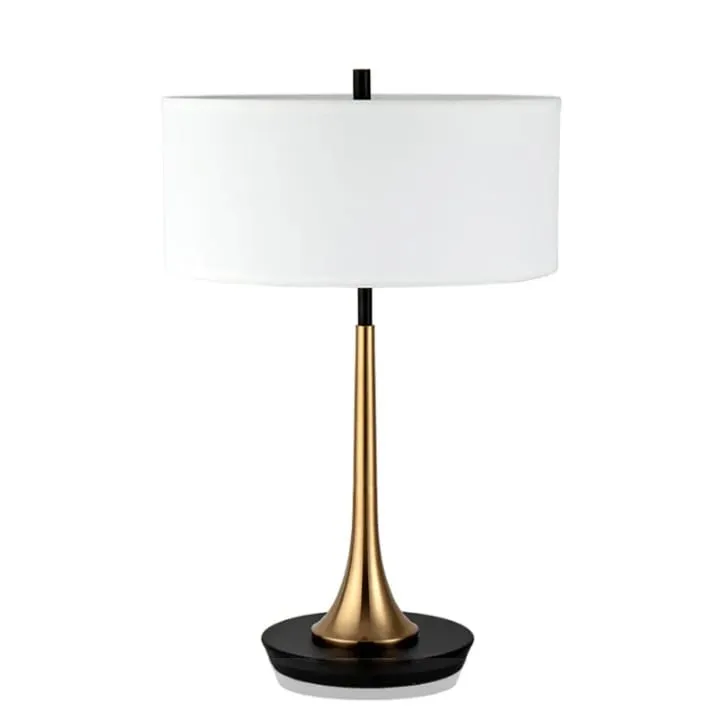 Lampe Cylindrique Dorée avec abat-jour tissu – YF-105