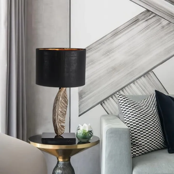 Lampe Feuille de Palmier Noire et Dorée  TQR23042