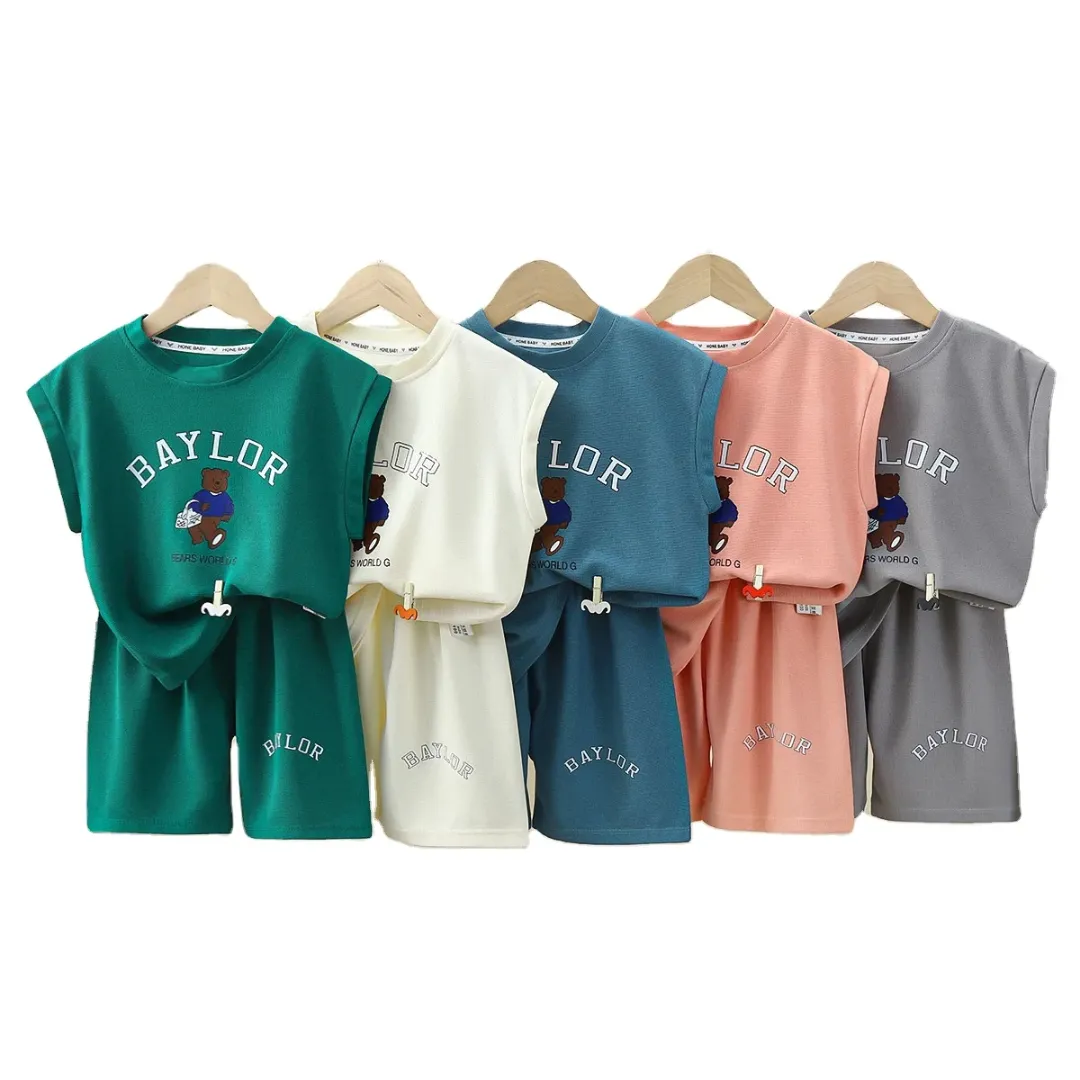 Ensemble été enfant 2 pièces – Débardeur sans manches et short assorti pour garçons/filles 1 à 6 ans