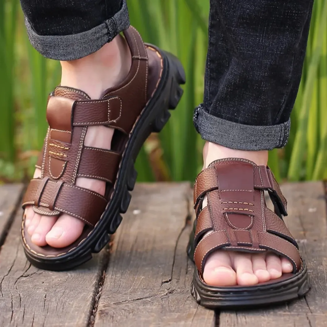 Sandales de Marche Homme – Cuir Résistant, Semelle Anti-Choc et Design Respirant