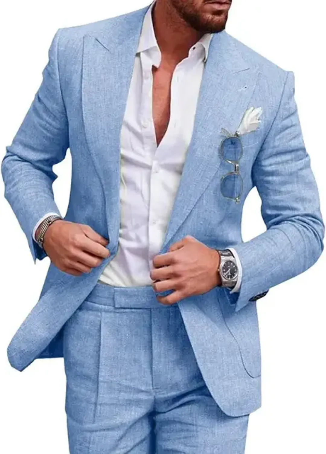 Costume Homme Élégant Bleu Ciel – Style Classique Chic