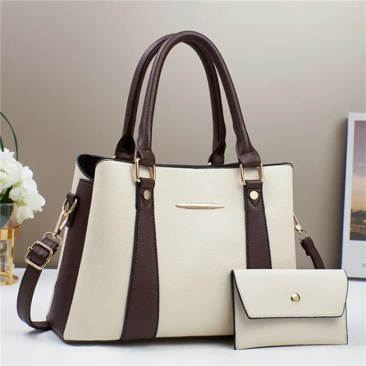 Sac à Main Femme Élégant Bicolore avec Pochette – Style Chic, Bandoulière Amovible, Grande Capacité