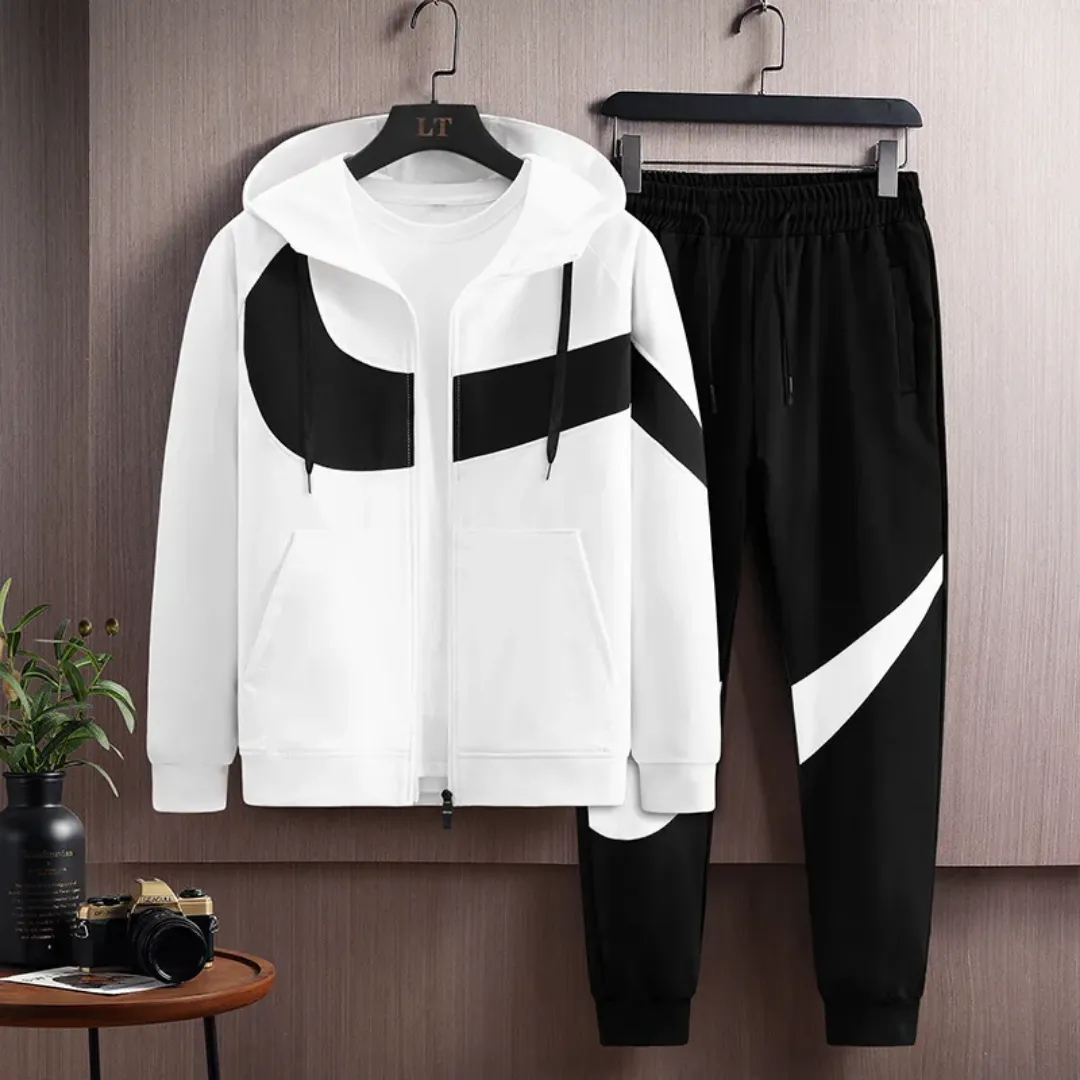 Ensemble Survêtement Homme Bicolore Streetwear – Blanc & Noir